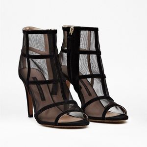 French Collection Black Caged Mesh Booties